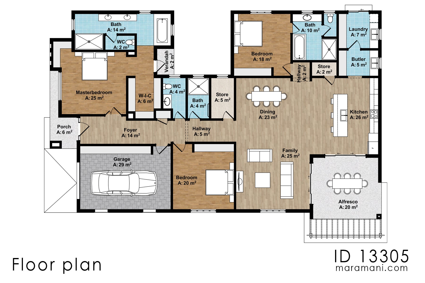 3 bedroom house design - ID 13305