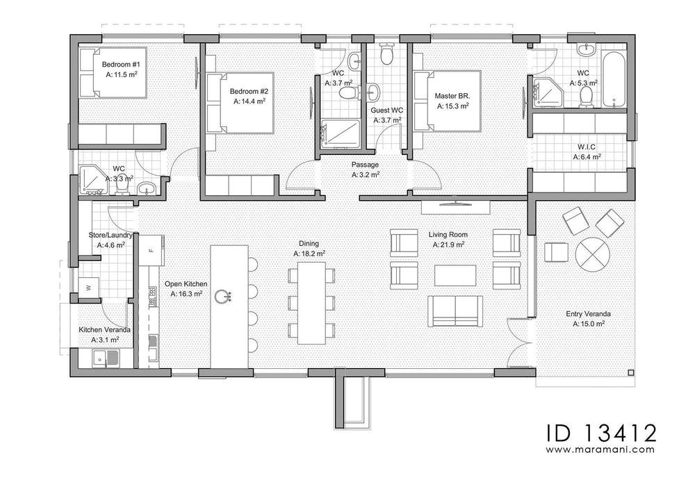 Cozy brick house with plans ID 13412 - House Designs by Maramani