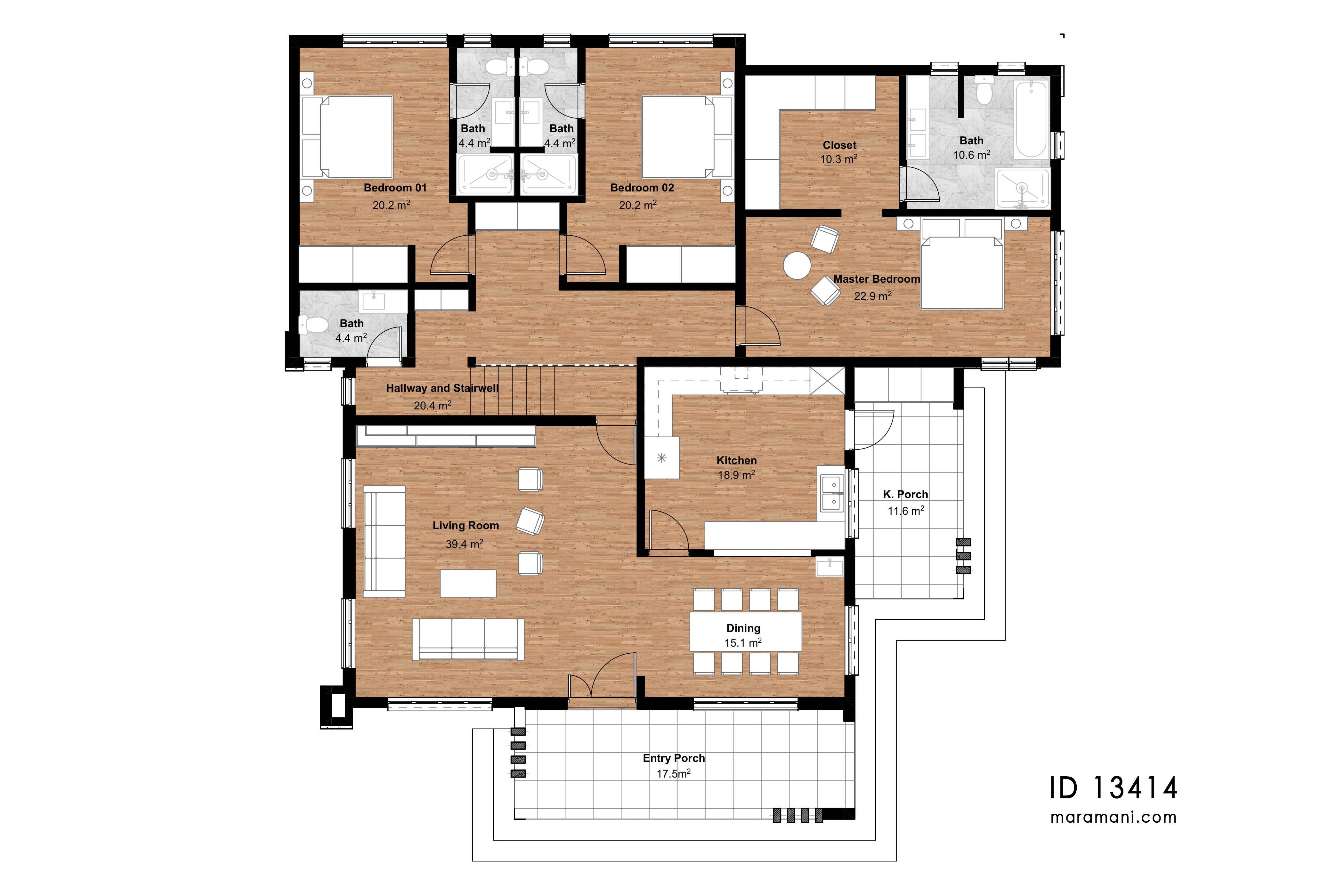 Modern 3 Bedroom house - ID 13414