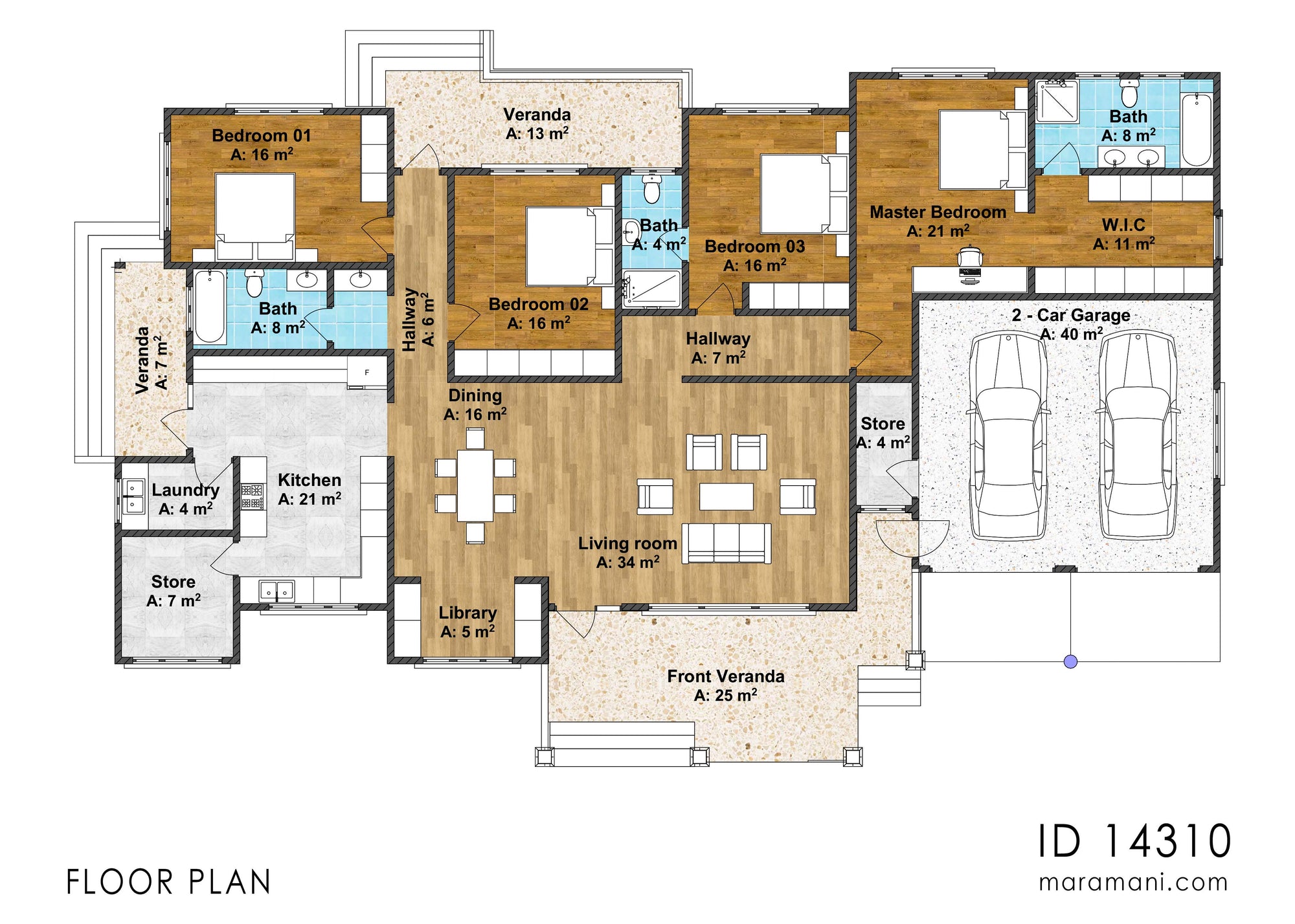 4 bedroom house plan - ID 14310 - House Plans by Maramani