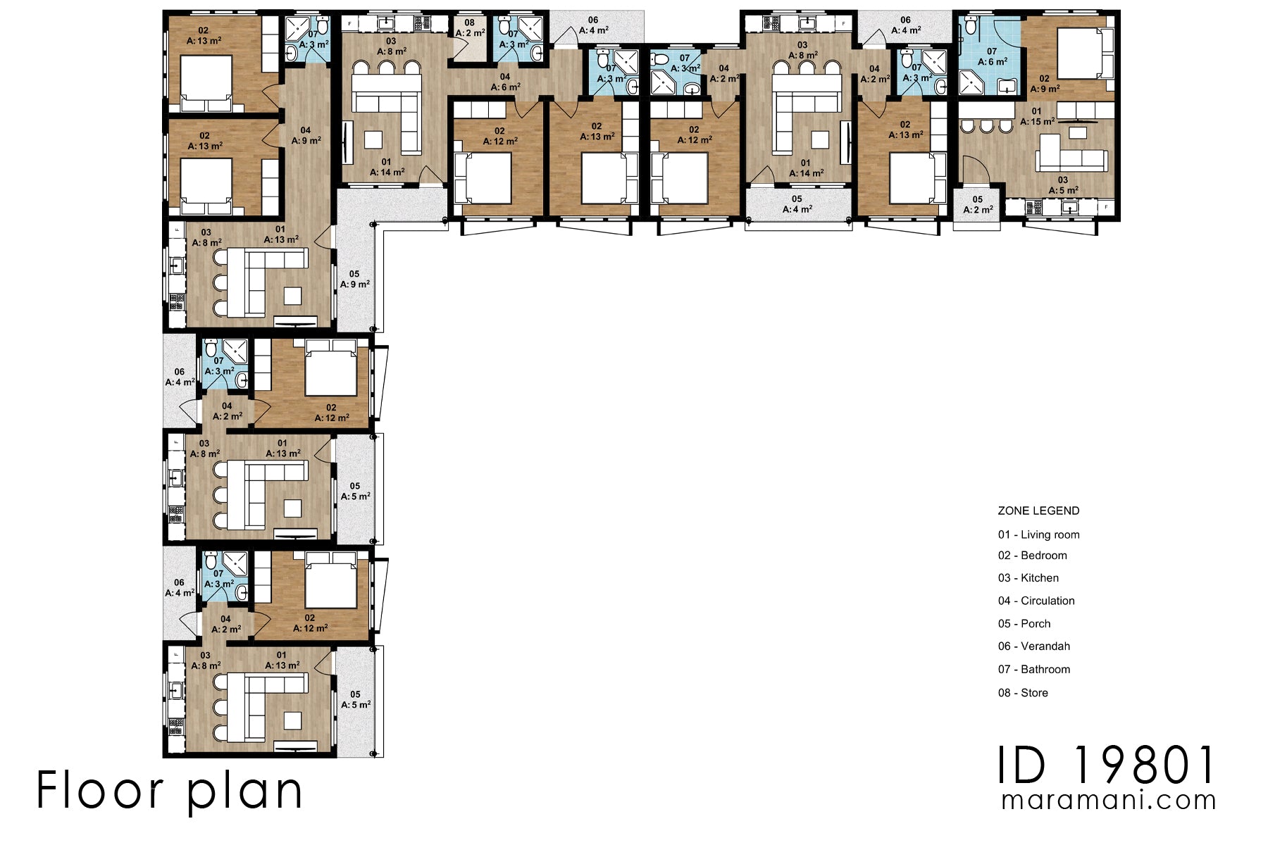 Single-storey Apartment complex - ID 19801