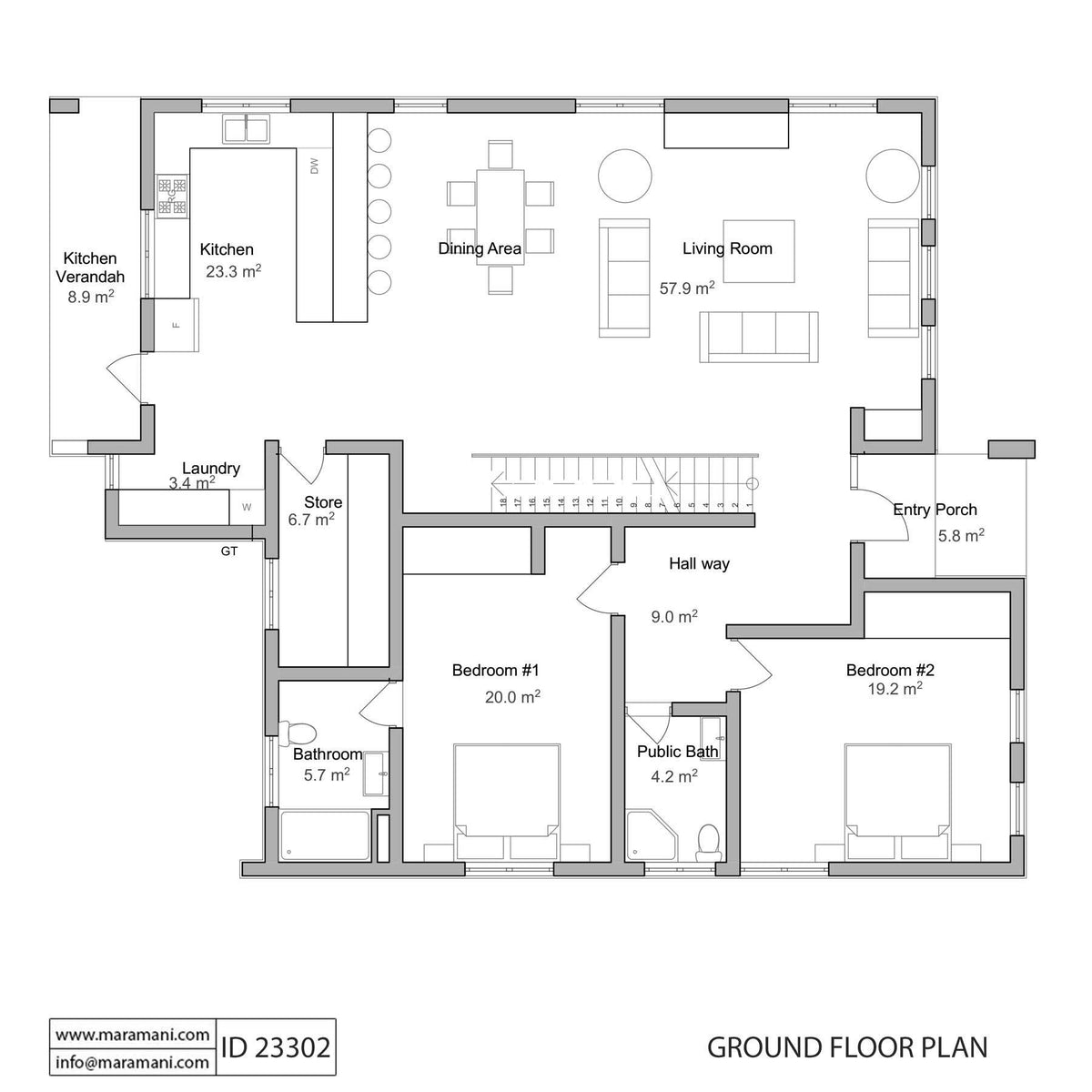 House Plan with Master Bedroom Upstairs - ID 23302 - Designs by Maramani