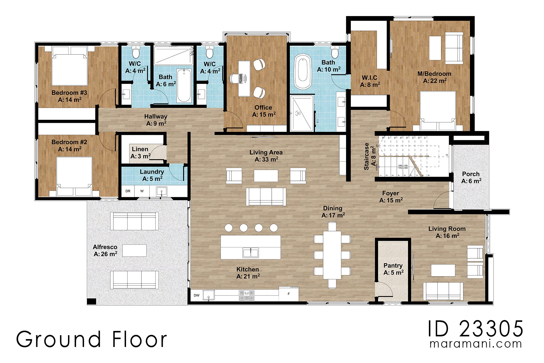 Contemporary 3 Bedroom House Plan - ID 23305