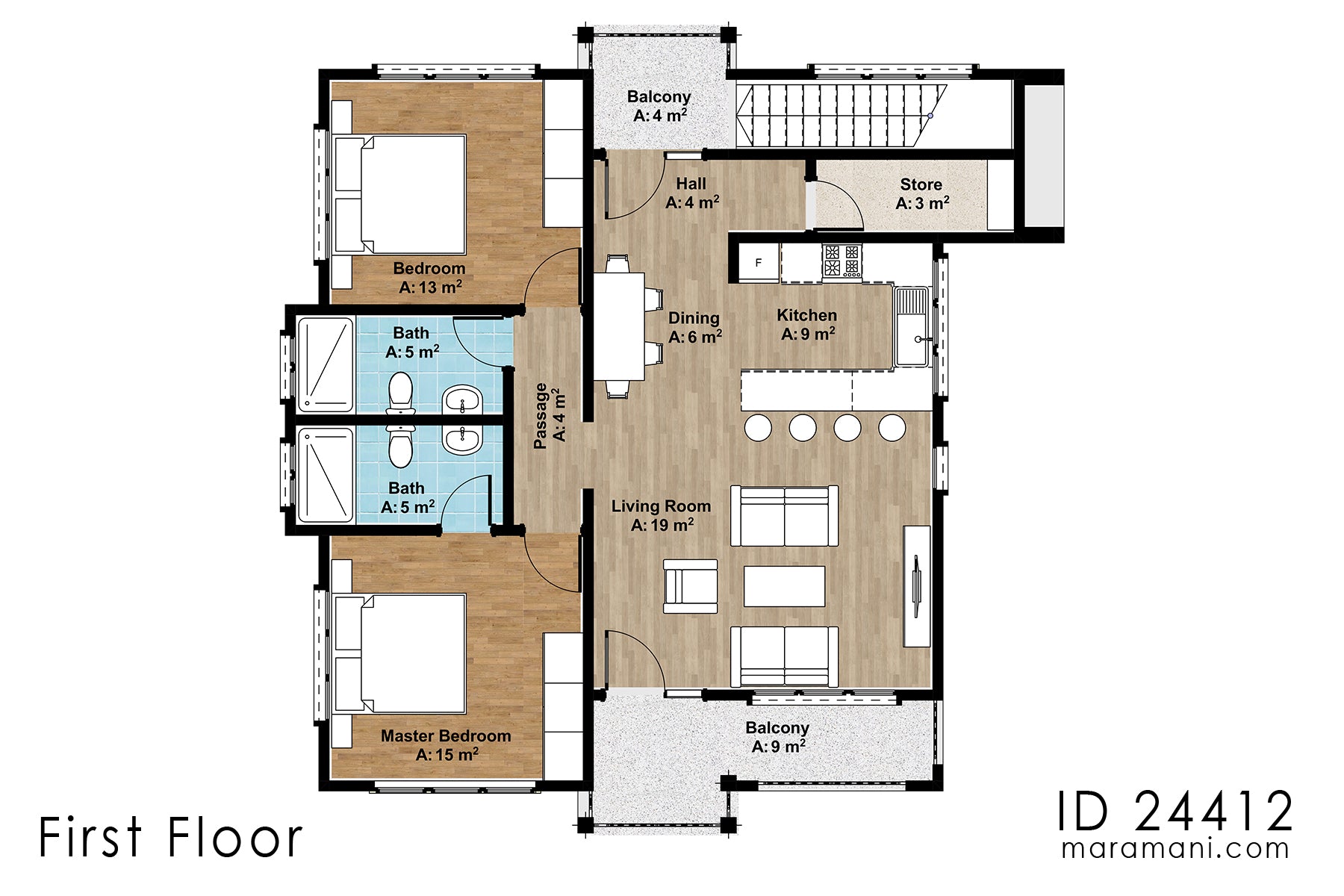 Duplex 2 bedroom apartment - ID 24412