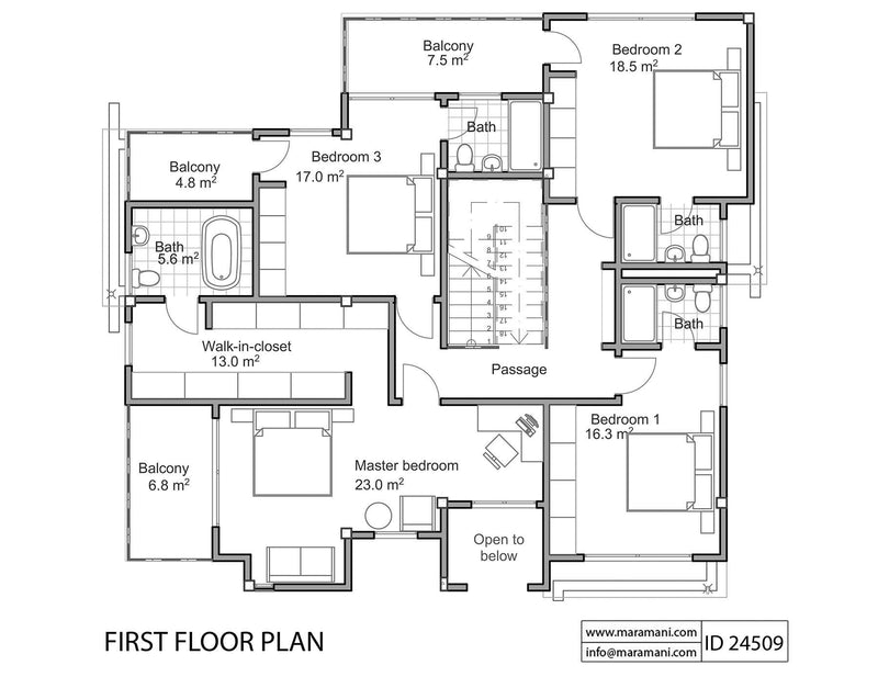 Modern 4 Bedroom House Design - ID 24509 - Home Plans by Maramani