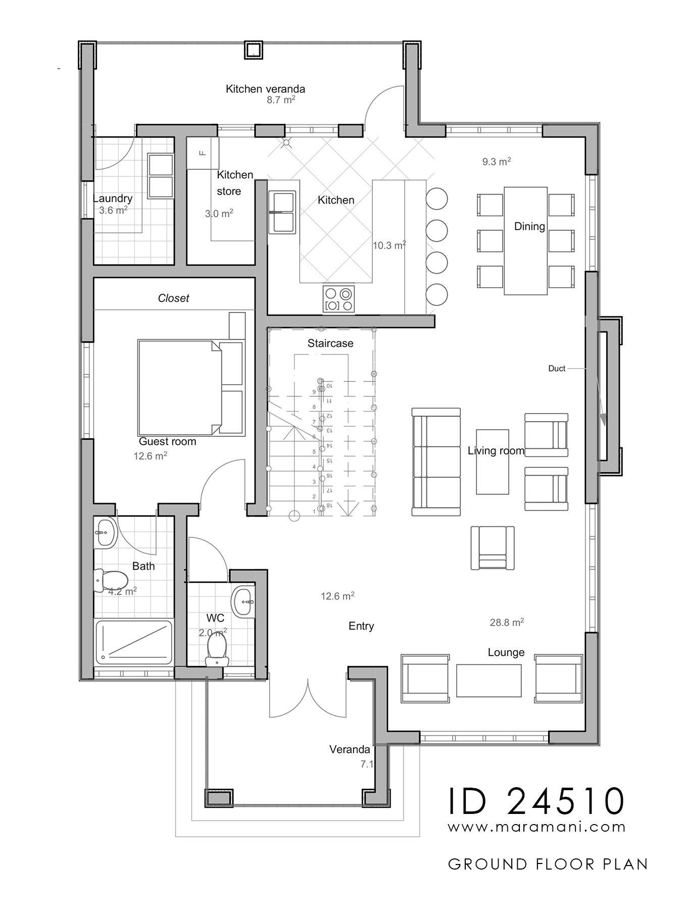 4 bedroom plan in tropical garden setting - ID 24510