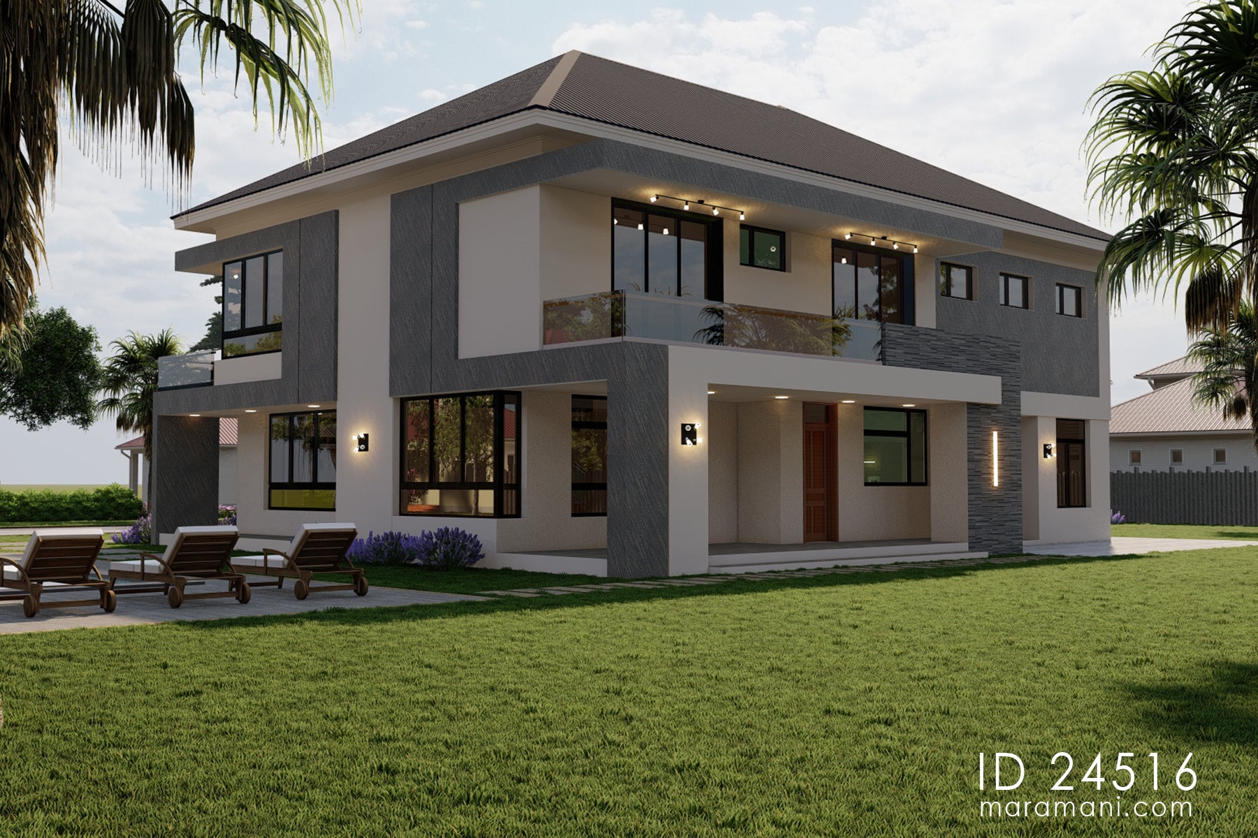 Modern 4 Bedroom Double Storey House - ID 24516 - House Plans by Maramani