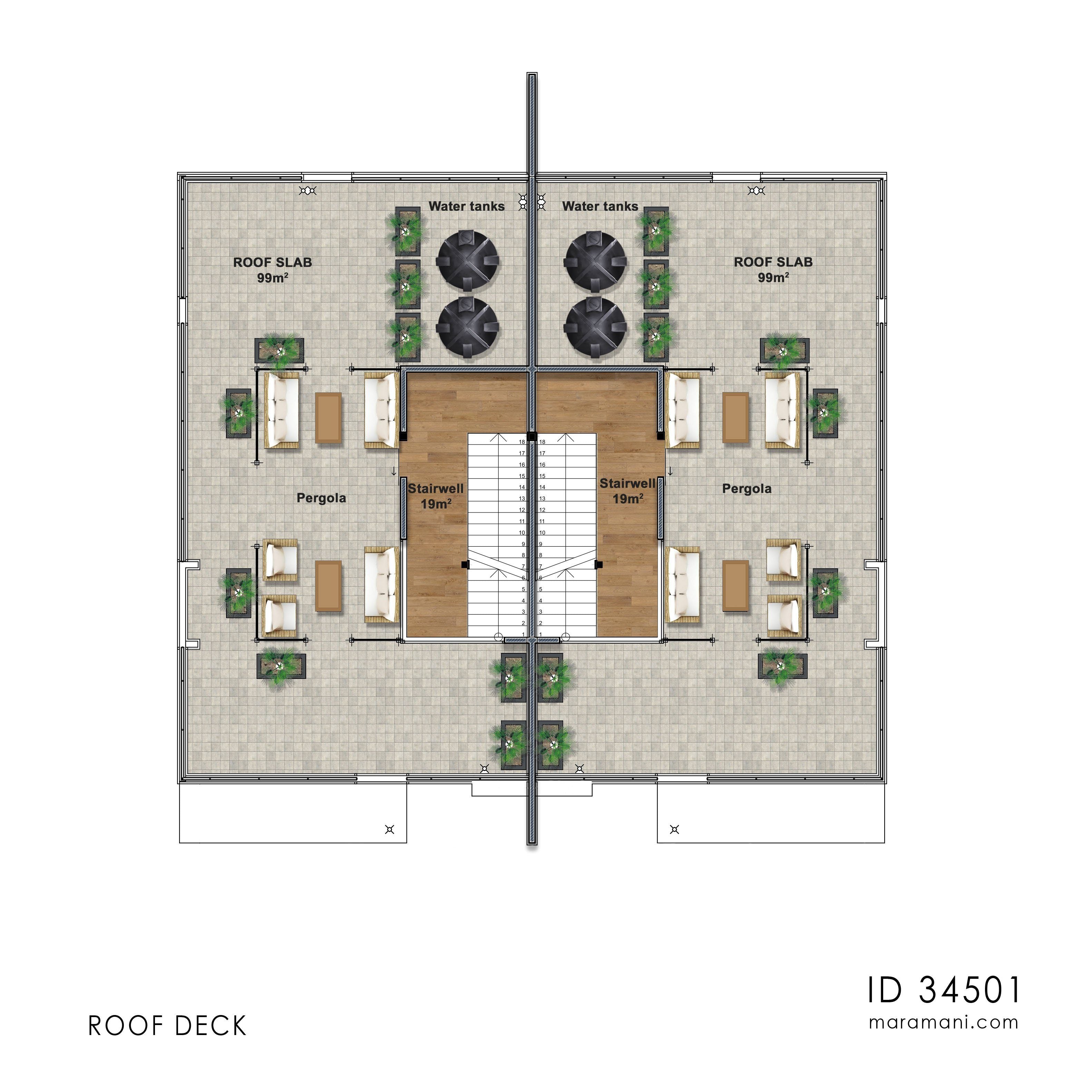 4 Bedroom Duplex Plan - ID 34501