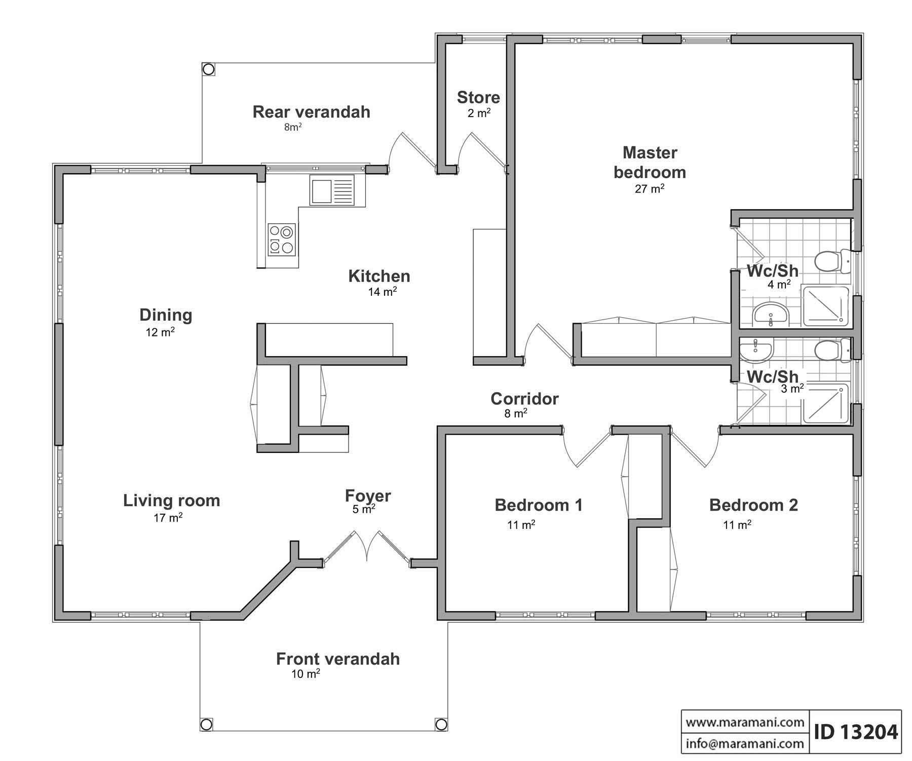 3 Bedroom House Plan - ID 13204